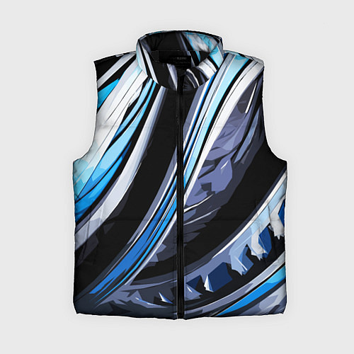 Женский жилет Волнистая чёрно-синяя абстракция / 3D-Черный – фото 1