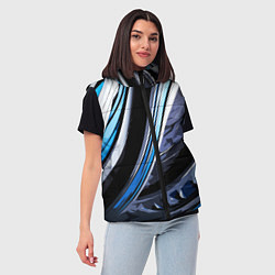 Женский жилет Волнистая чёрно-синяя абстракция, цвет: 3D-черный — фото 2