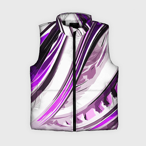 Женский жилет Волнистая бело-фиолетовая абстракция / 3D-Черный – фото 1