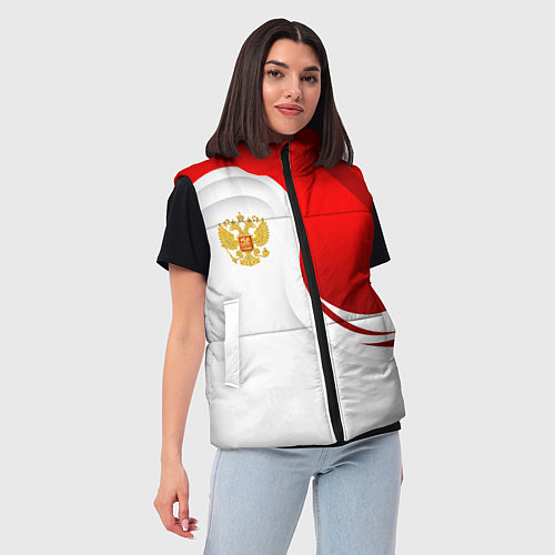 Женский жилет Россия - красный и белый / 3D-Красный – фото 3