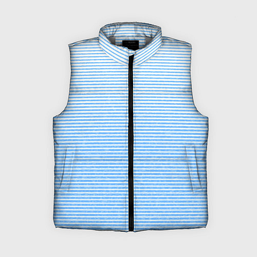 Женский жилет Белый с голубым текстурный в полоску / 3D-Светло-серый – фото 1