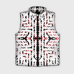 Женский жилет Чёрно-красные диагональные полосы на белом фоне