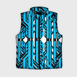 Женский жилет Чёрно-синие техно полосы на белом фоне