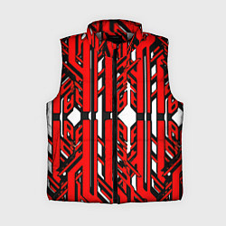 Женский жилет Чёрно-красные техно полосы на белом фоне