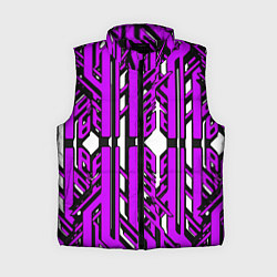 Женский жилет Чёрно-фиолетовые техно полосы на белом фоне