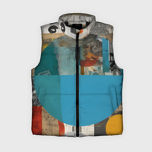 Женский жилет Абстрактный ретро коллаж / 3D-Черный – фото 1