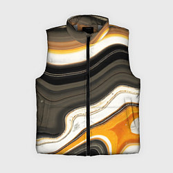 Женский жилет Волнистые чёрно-жёлтые полосы на белом фоне