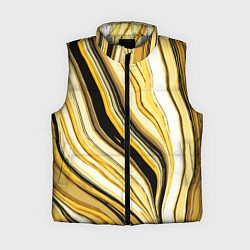Женский жилет Волнистые вертикальные чёрно-жёлтые полосы