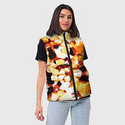 Женский жилет Жёлто-белая абстракция на чёрном фоне, цвет: 3D-светло-серый — фото 2