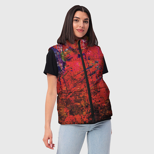 Женский жилет Абстракция - dark red grunge / 3D-Светло-серый – фото 3