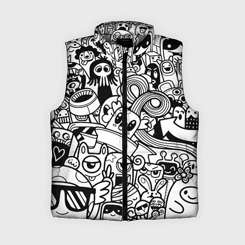 Женский жилет Black and white doddle monsters / 3D-Светло-серый – фото 1