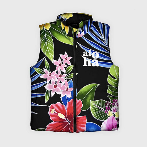 Женский жилет Tropical flowers - aloha / 3D-Черный – фото 1