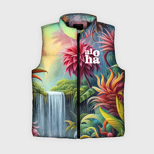 Женский жилет Гавайские тропические цветы - алоха / 3D-Черный – фото 1