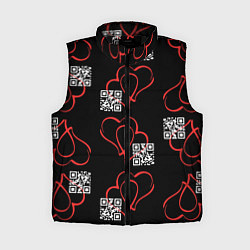 Женский жилет Сердца и код любви на черном