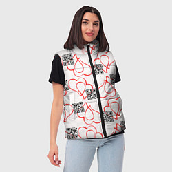 Женский жилет Сердца и код любви на белом, цвет: 3D-черный — фото 2