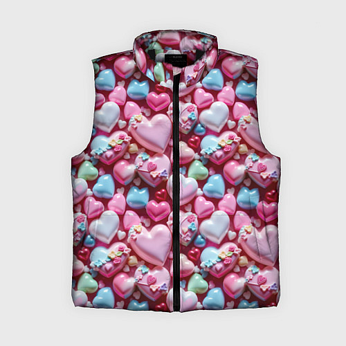 Женский жилет Карамельные сердечки / 3D-Черный – фото 1