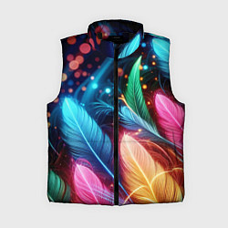 Женский жилет Яркие красочные неоновые перья