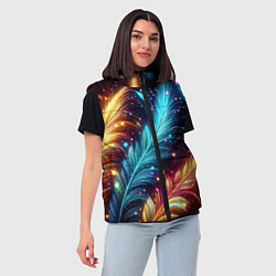 Женский жилет Неоновые разноцветные перья, цвет: 3D-светло-серый — фото 2