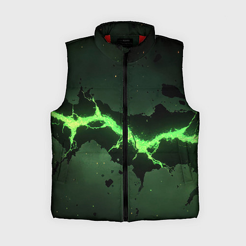 Женский жилет Неоновая плита с зеленым разломом / 3D-Красный – фото 1