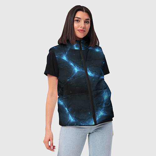 Женский жилет Синий свет из черной плиты / 3D-Красный – фото 3