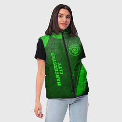 Женский жилет Manchester City - green gradient вертикально, цвет: 3D-черный — фото 2