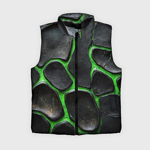 Женский жилет Черная потертая текстура на зеленом фоне / 3D-Черный – фото 1