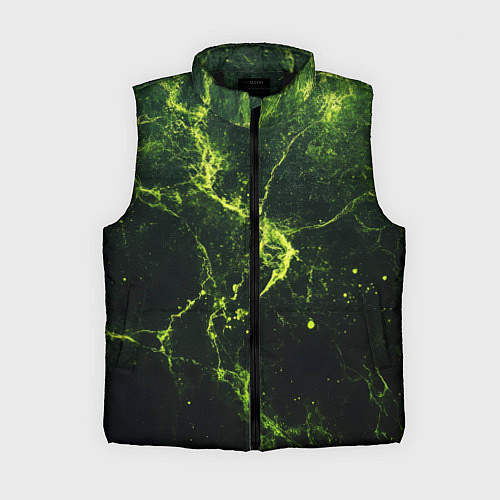 Женский жилет Зеленые волокна - текстура / 3D-Черный – фото 1