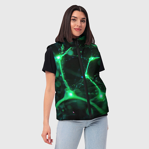 Женский жилет Зеленый нейроны / 3D-Красный – фото 3