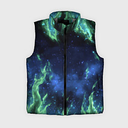 Женский жилет Зеленые языки пламени, цвет: 3D-светло-серый