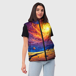 Женский жилет Баскетбольный мяч и космос, цвет: 3D-красный — фото 2