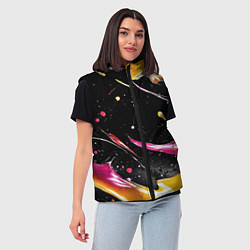 Женский жилет Мазки краски на черном, цвет: 3D-черный — фото 2