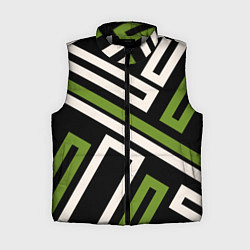 Женский жилет Прямоугольники по диагонали-зеленый, черный