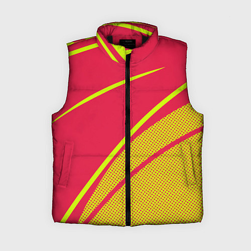 Женский жилет Красно-розовый с салатовым точечный / 3D-Черный – фото 1