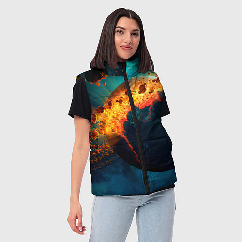 Женский жилет Взрыв планеты / 3D-Светло-серый – фото 3