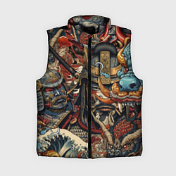 Женский жилет Дракон и самурай в стиле татуировки ирезуми