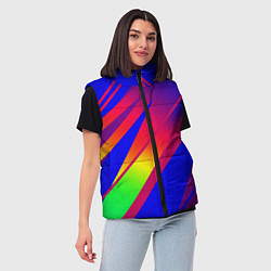 Женский жилет Красно-синий с полосами градиент, цвет: 3D-черный — фото 2