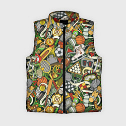 Женский жилет Спортивный инвентарь коллаж