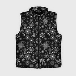 Женский жилет Белые снежинки на черном