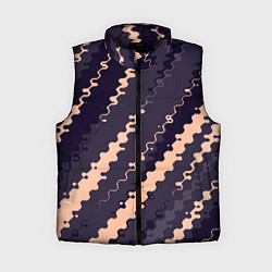 Женский жилет Фиолетовый с бежевым искажённые полосы