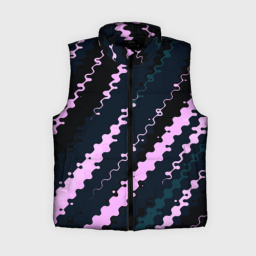 Женский жилет Тёмно-синий с розовым искажённые полосы / 3D-Черный – фото 1