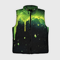 Женский жилет Зеленая стекающая краска по черному фону