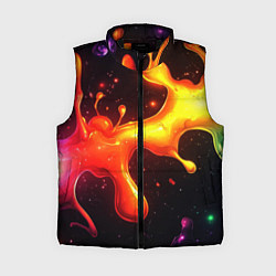 Женский жилет Радужные кляксы на черном фоне
