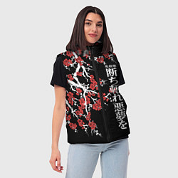 Женский жилет Корпус бойни демонов - цветущая сакура, цвет: 3D-черный — фото 2
