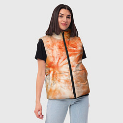 Женский жилет Оранжевый тай-дай пятна, цвет: 3D-красный — фото 2