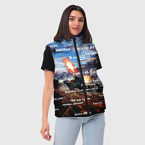 Женский жилет Сленг геймеров танкистов / 3D-Красный – фото 3