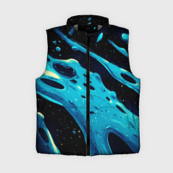 Женский жилет Синие волны краски на черном