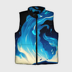 Женский жилет Бело-синее пламя из абстрактных красок