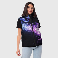 Женский жилет Фиолетово-синяя абстрактная волна, цвет: 3D-черный — фото 2