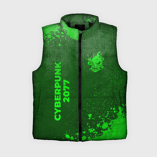 Женский жилет Cyberpunk 2077 - green gradient вертикально / 3D-Черный – фото 1