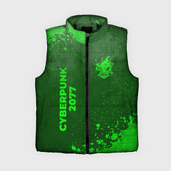 Женский жилет Cyberpunk 2077 - green gradient вертикально, цвет: 3D-черный